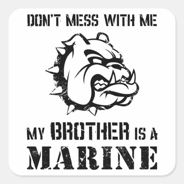 Marine Sister/Bruder Quadratischer Aufkleber (Vorderseite)