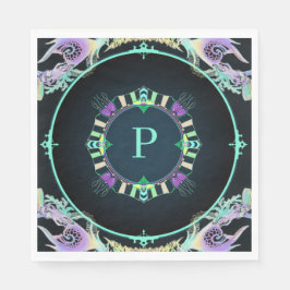 Marine Sketch in Neon Serviette