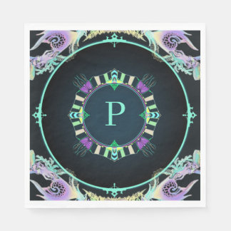 Marine Sketch in Neon Serviette