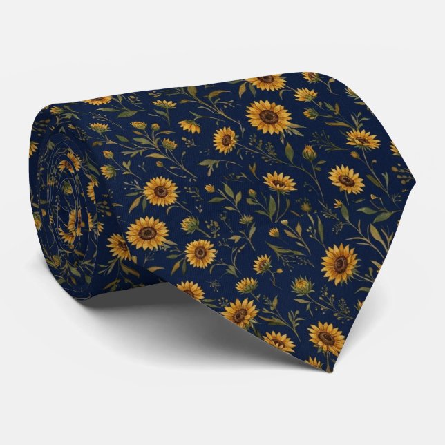 Marine-Sonnenblume Krawatte (Gerollt)