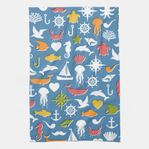 Marine Symbole Muster Handtuch