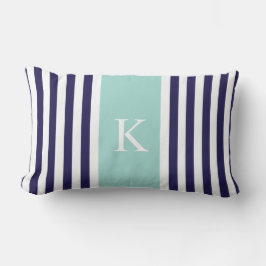 Marine-tadelloses Grün Stripes Monogramm Lendenkissen