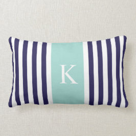 Marine-tadelloses Grün Stripes Monogramm Lendenkissen