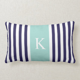 Marine-tadelloses Grün Stripes Monogramm Lendenkissen