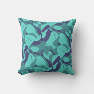 Marine-Teal-Schattierungen Florales Aussehen Diago Kissen