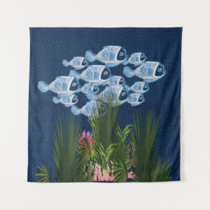 Marine texturiert, Fisch, Rosa-Koralle Wandteppich