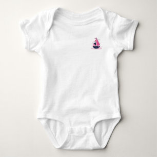Marine Theme Girly Sailboat Pink Polka Dot Sail Baby Strampler