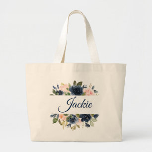 Marine u. erröten mit Blumenpersonalisiertes Jumbo Stoffbeutel