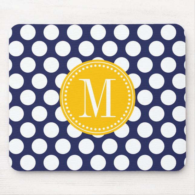 Marine u. gelbes Grün-große Polka-Punkte mit Mousepad (Vorne)