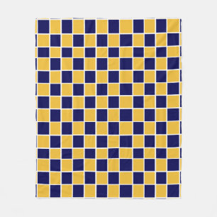 Marine-u. GoldCheckered Fleece-Decke Fleecedecke