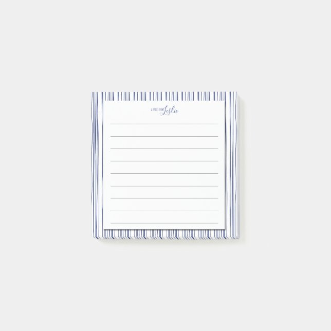 Marine u. weißes Striped eine Anmerkung vom Post-it Klebezettel (Vorderseite)