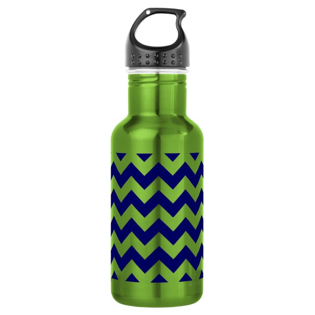 Marine und Apple Green Zigzag Trinkflasche (Vorderseite)