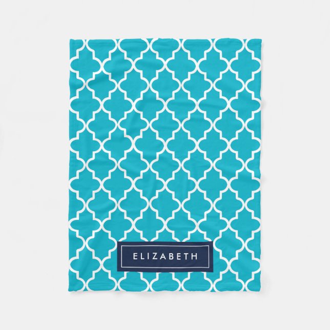 Marine und Aqua Quatrefoil | Fleece Blanket (Vorderseite)