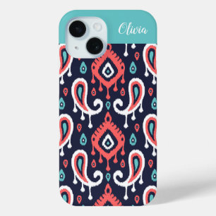 Marine und Coral Ikat Paisley Monogram Case-Mate iPhone Hülle