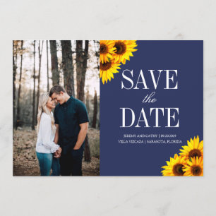 Marine und gelbe Sonnenblumen Save the Date