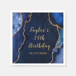 Marine und Gold Agate Marble Geburtstag Serviette