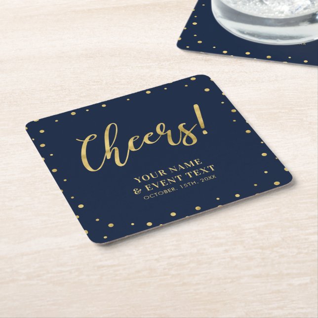 Marine und Gold | Elegante Classic Adult Birthday  Rechteckiger Pappuntersetzer (angewinkelt)