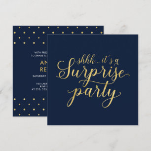Marine und Gold   Modern Surprise Retirement Party Einladung