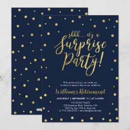 Marine und Gold | Modern Surprise Retirement Party Einladung