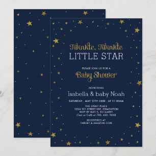 Marine und Gold Twinkle Little Star Baby Dusche Einladung