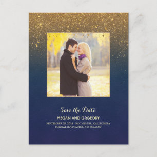 Marine-und GoldGlitzer-Foto Save the Date Ankündigungspostkarte