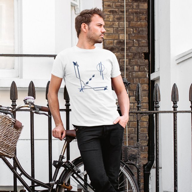 Marine und Gray Eleganto Modernes Abstrakt T-Shirt (Von Creator hochgeladen)