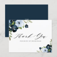 Marine und hellblau Bridesmaid Danke Karte