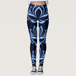 Marine und hellblaue Lotos-Entwurfs-Leggings Leggings