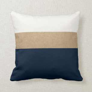 Marine- und Imitatgoldleder Kissen