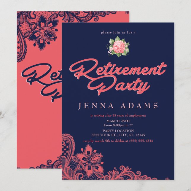 Marine und Korallen, Retirement-Party Einladungen (Vorne/Hinten)