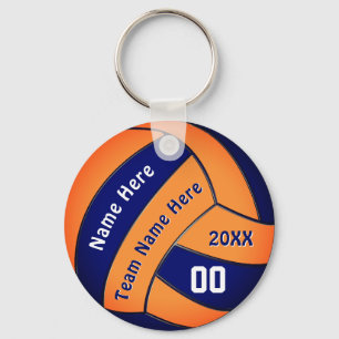 Marine und orange Volleyball-Geschenke mit 4 Schlüsselanhänger