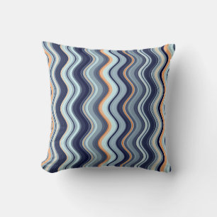 Marine und Orange Wavy Streifen Kissen