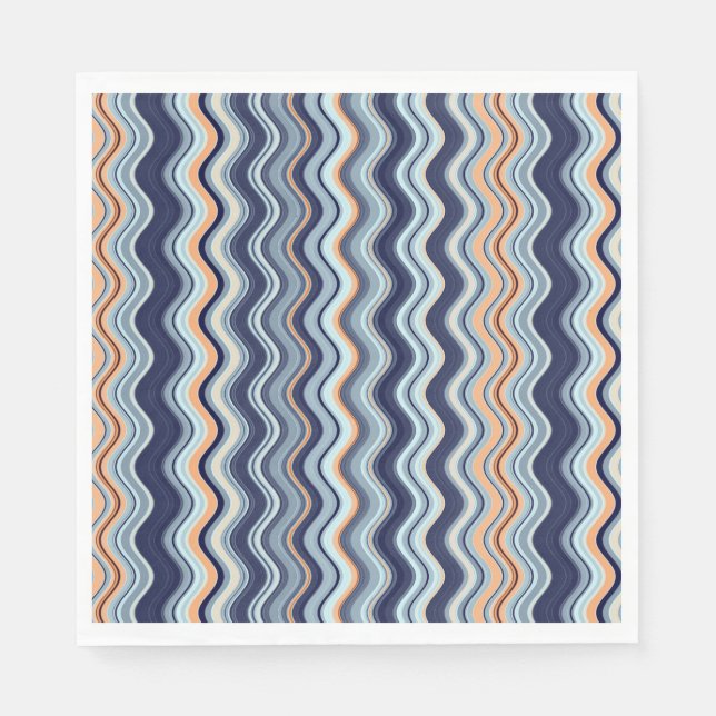Marine und Orange Wavy Streifen Serviette (Vorderseite)