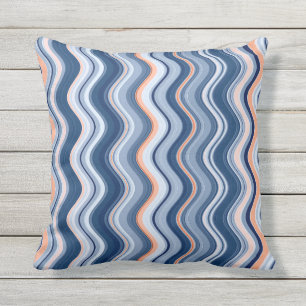 Marine und Orange Wavy Strips Kissen