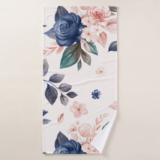 Marine und Peach-Rose  Badehandtuch (Badehandtuch)
