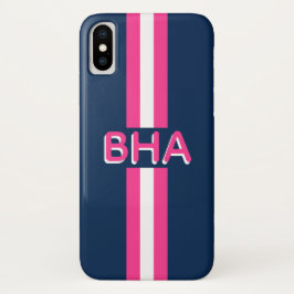 Marine und Pink-Streifen-Monogramm Case-Mate iPhone Hülle
