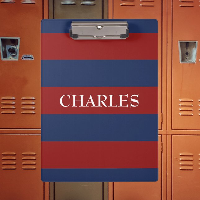 Marine und Red Rugby Stripes Klemmbrett (Von Creator hochgeladen)