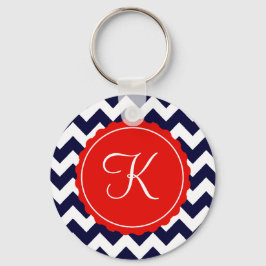 Marine und Red Zig Zag Custom Initial Schlüsselanhänger