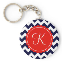 Marine und Red Zig Zag Custom Initial