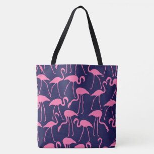 Marine und rosa Flamingo-Muster Tasche
