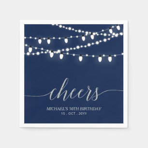 Marine- und Silber-Elegante Lichter Erwachsene Geb Serviette