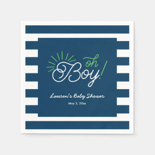 Marine und weiße gestreifte Babyparty-Servietten Serviette