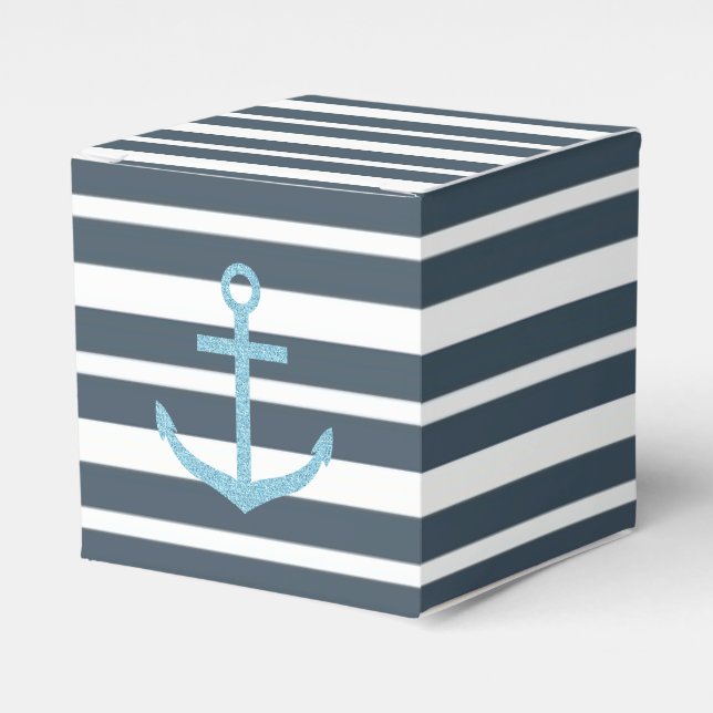 Marine und weiße Streifen Geschenkschachtel (Vorderseite)