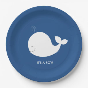 Marine-und weißer Wal-Babyparty-Pappteller Pappteller