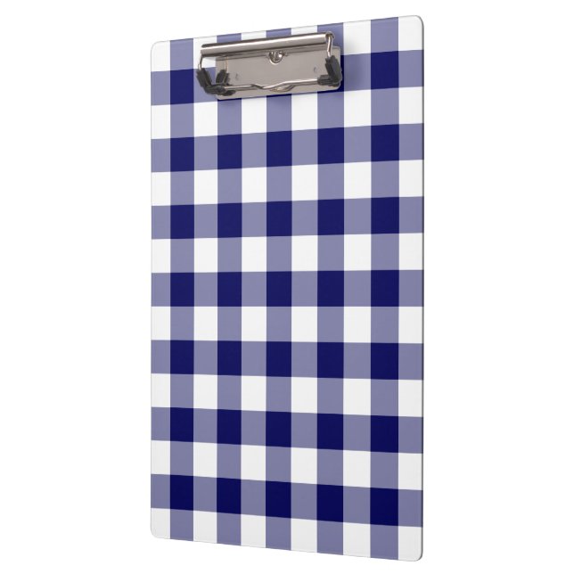 Marine und weißes Gingham-Muster Klemmbrett (Links)
