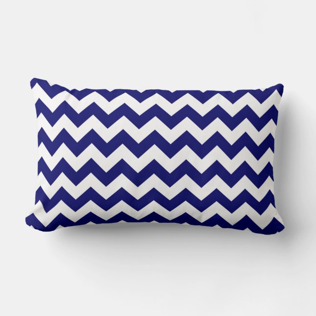 Marine und White Zigzag Lendenkissen (Vorderseite)