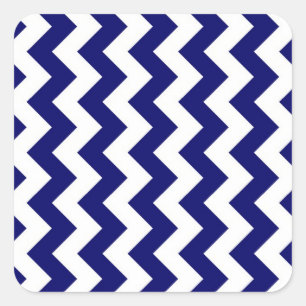 Marine und White Zigzag Quadratischer Aufkleber