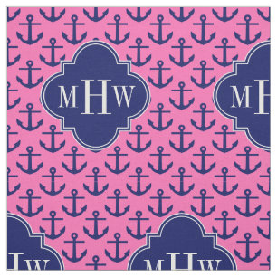 Marine verankert Pink BG, Anfangsmonogramm der Stoff