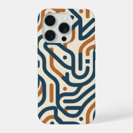 Marine Verbranntes Orange Geometrisches Labyrinth  iPhone 15 Pro Hülle