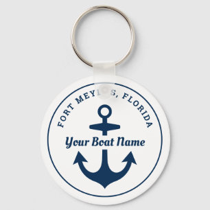 Marine Weiße Marine Personalisierter Bootsname Ank Schlüsselanhänger
